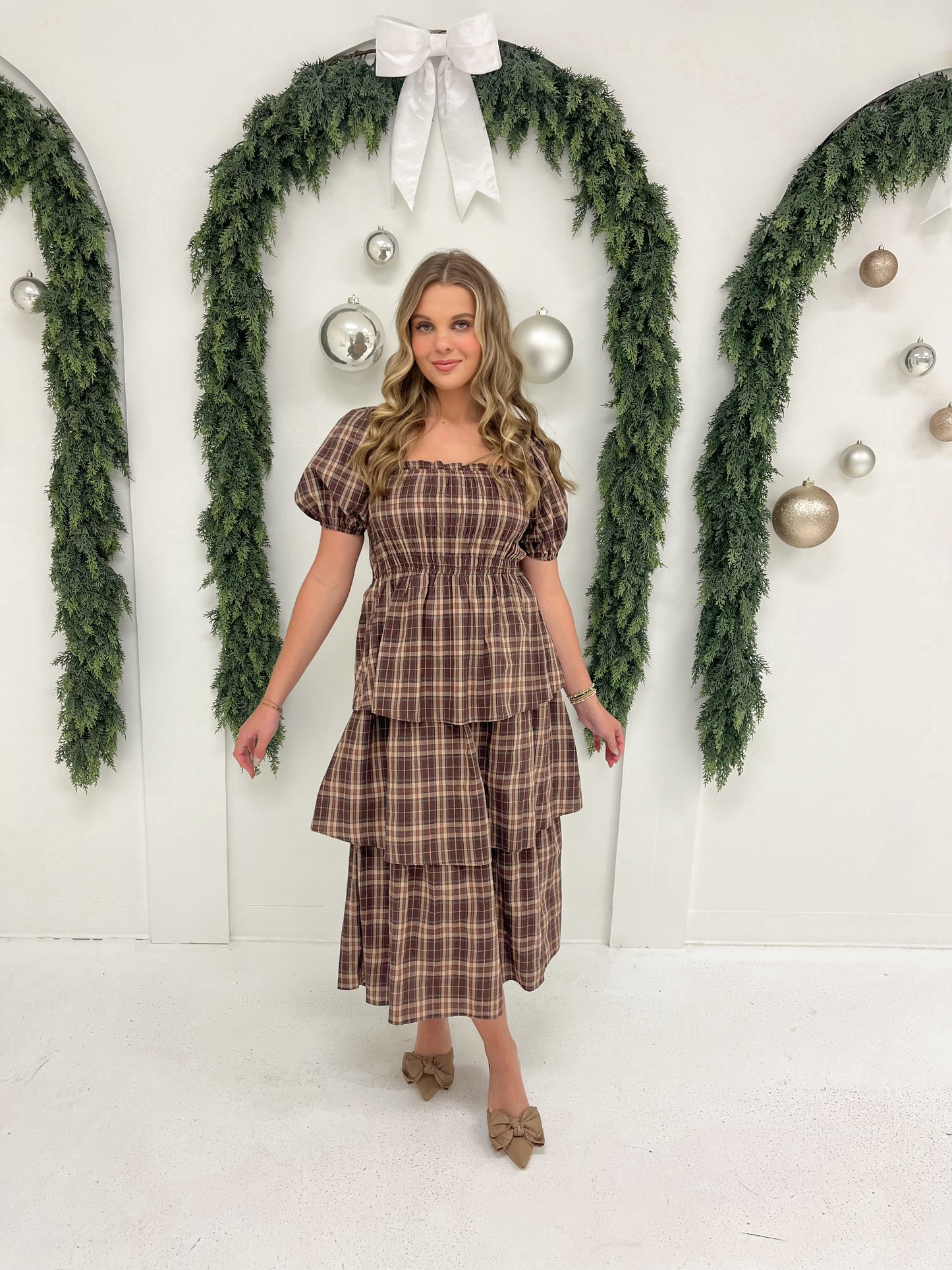 Plaid Perfection Maxi Dress | Brown Multi