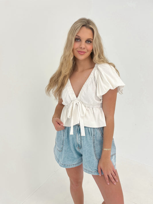 Maseille Solid Knit Top | Ivory