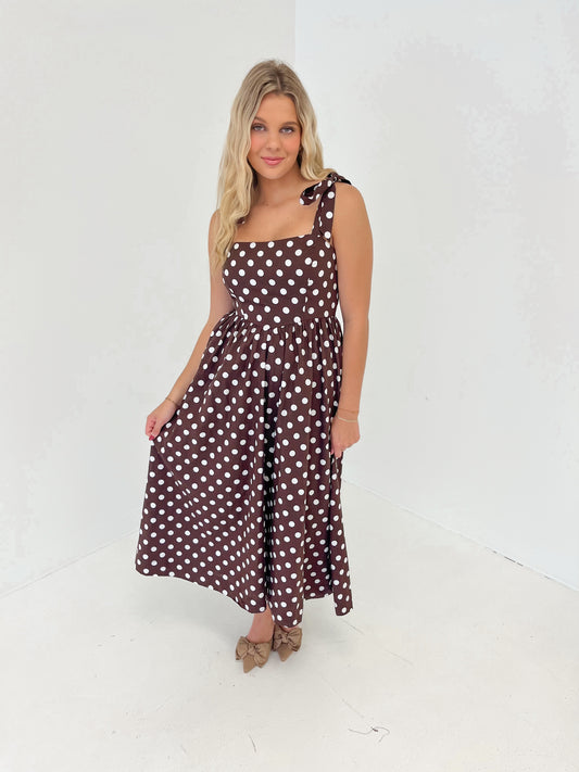 Dots & Dreams Midi Dress | Brown