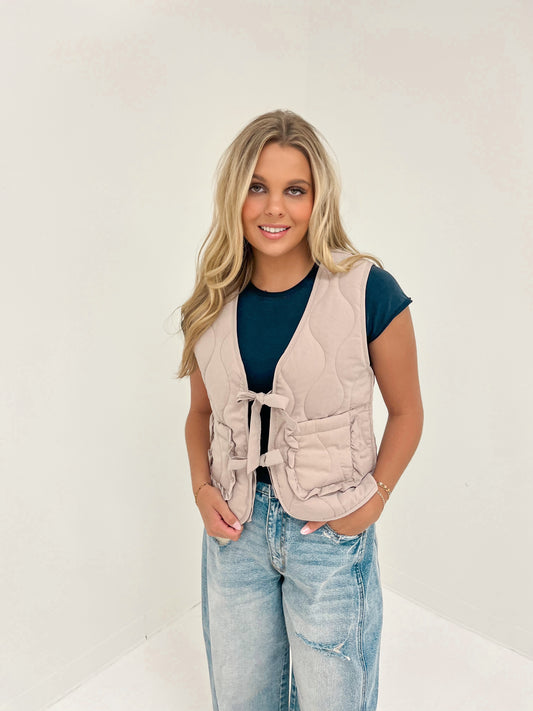 Fireside Quilted Vest | Taupe