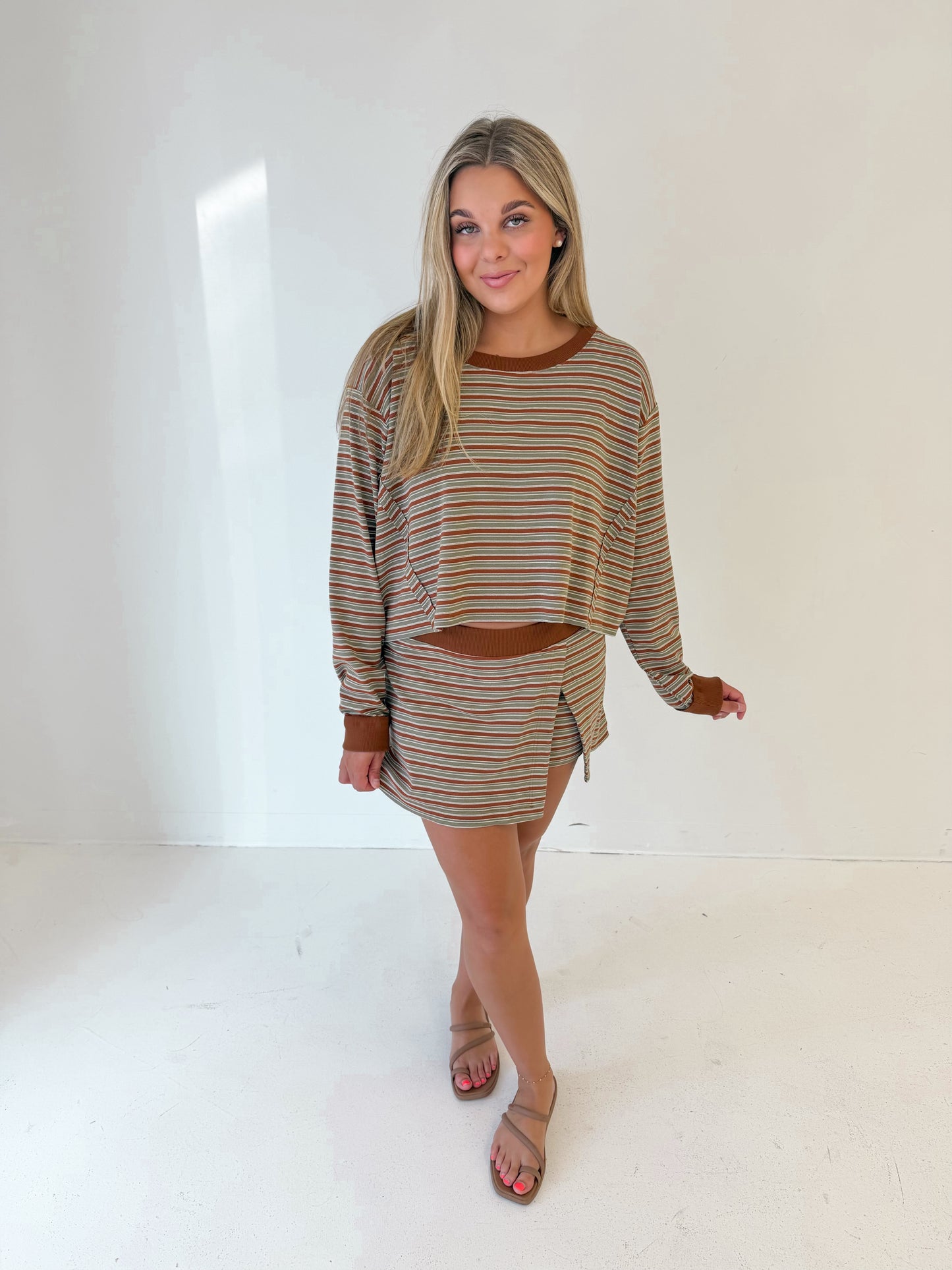 Easy Days Striped Skort | Dry Herb