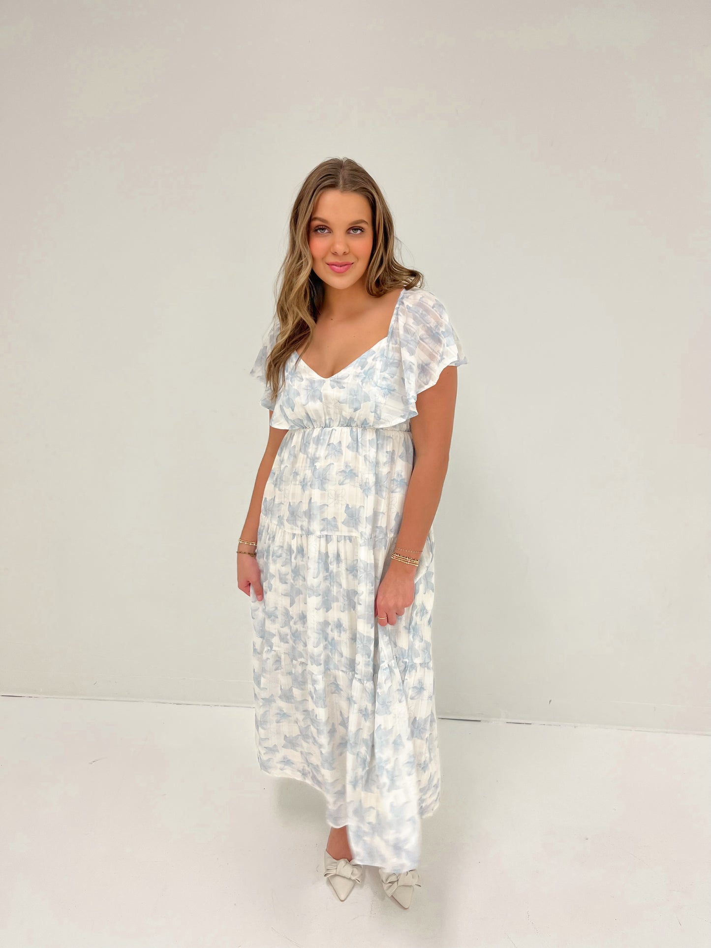 Bare Blossom Midi Dress | Slate Blue