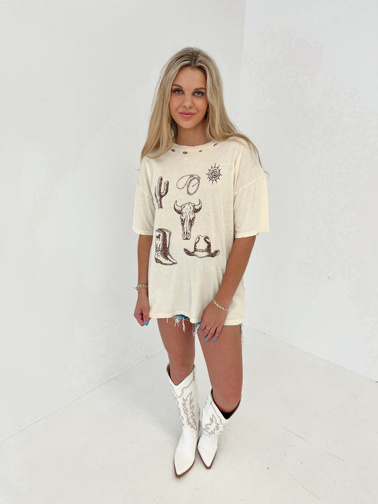 Wild West Oversized Tee | Beige