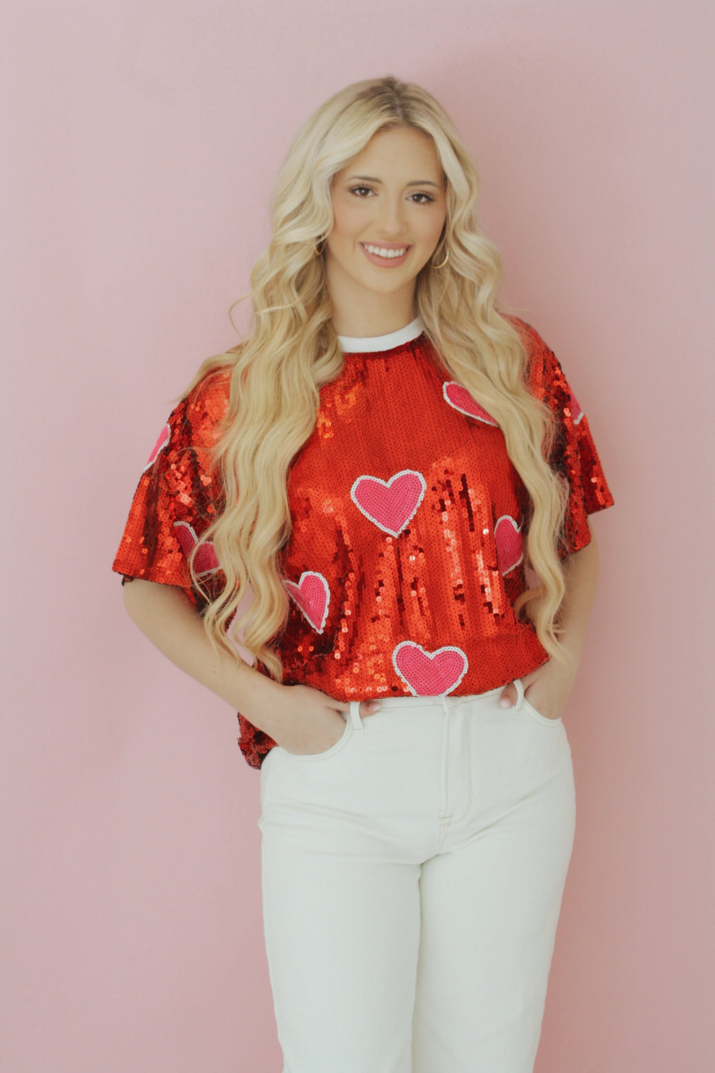 Lover Sequin Tunic Top | Red