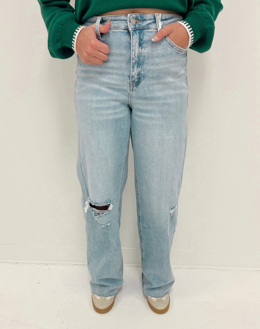 High Rise Wide Leg Jeans | Light Wash