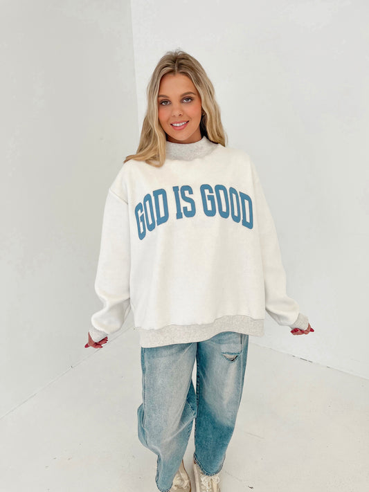 Jesus/God Is Good Reversible Crewneck