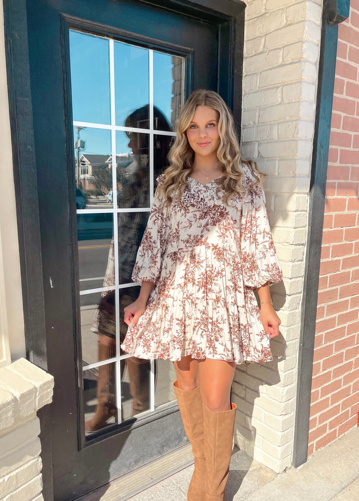 Autumn Whispers Floral Mini Dress