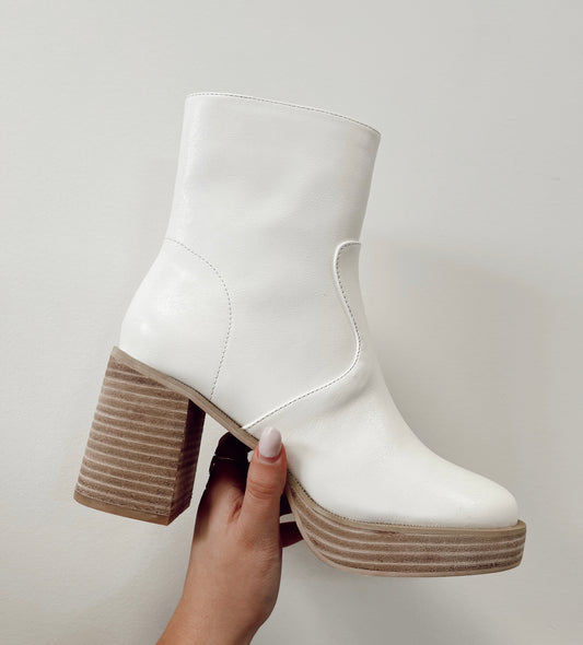 Alexandra Platform Ankle Boots | White