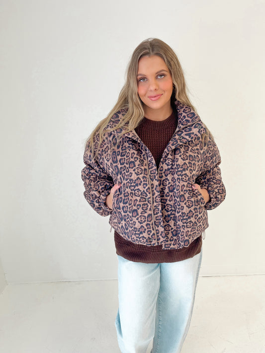 Spotted Statement Puffer Jacket | Leopard