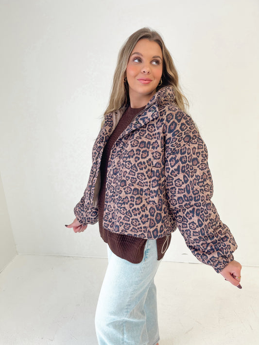 Spotted Statement Puffer Jacket | Leopard