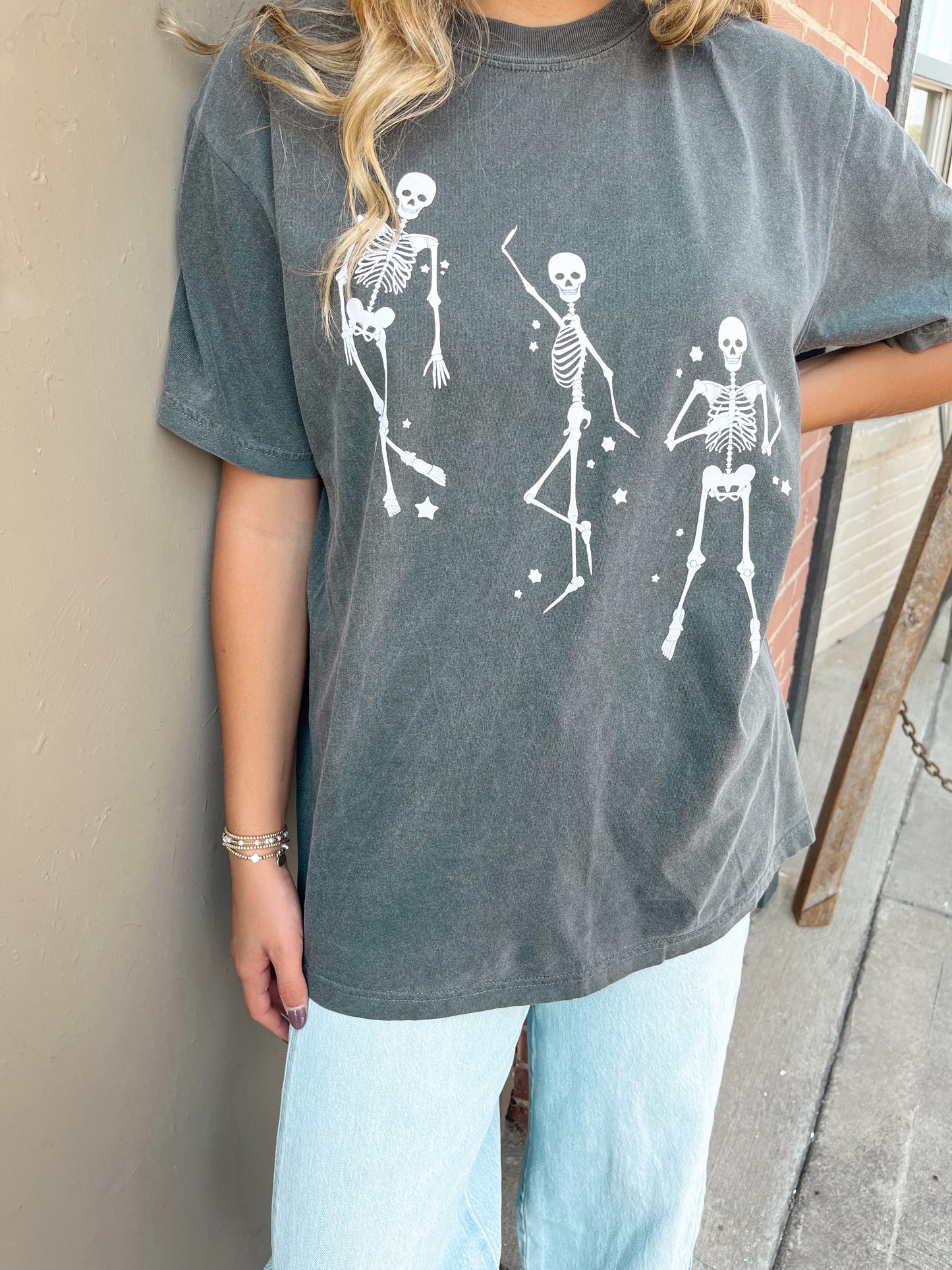 Dancing Skeletons Tee | Charcoal