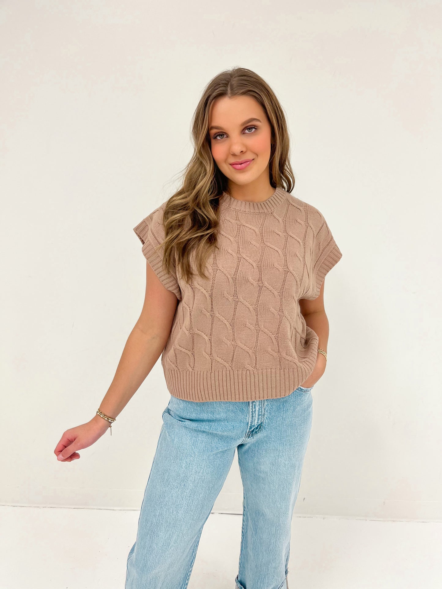Classic Taupe Knit Vest