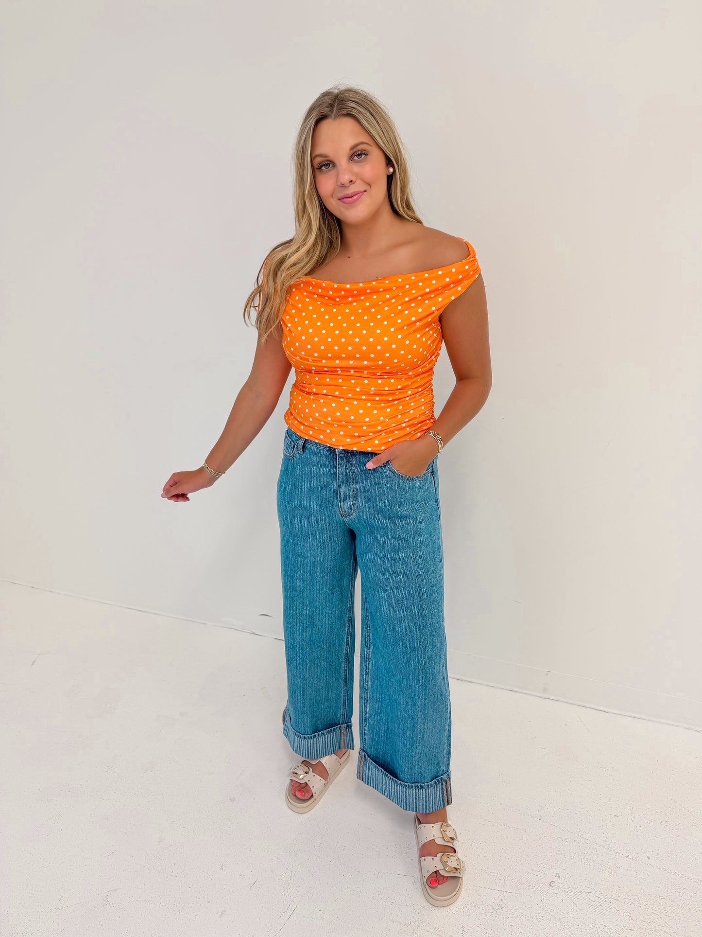 Saturday Dots Top | Orange