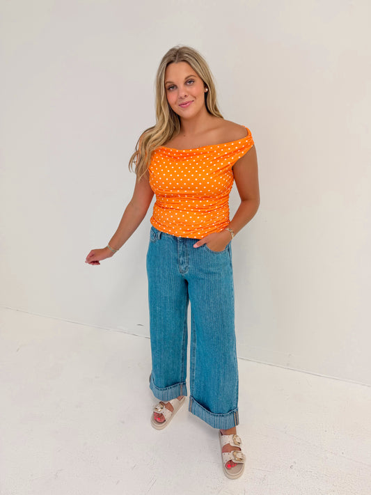 Saturday Dots Top | Orange