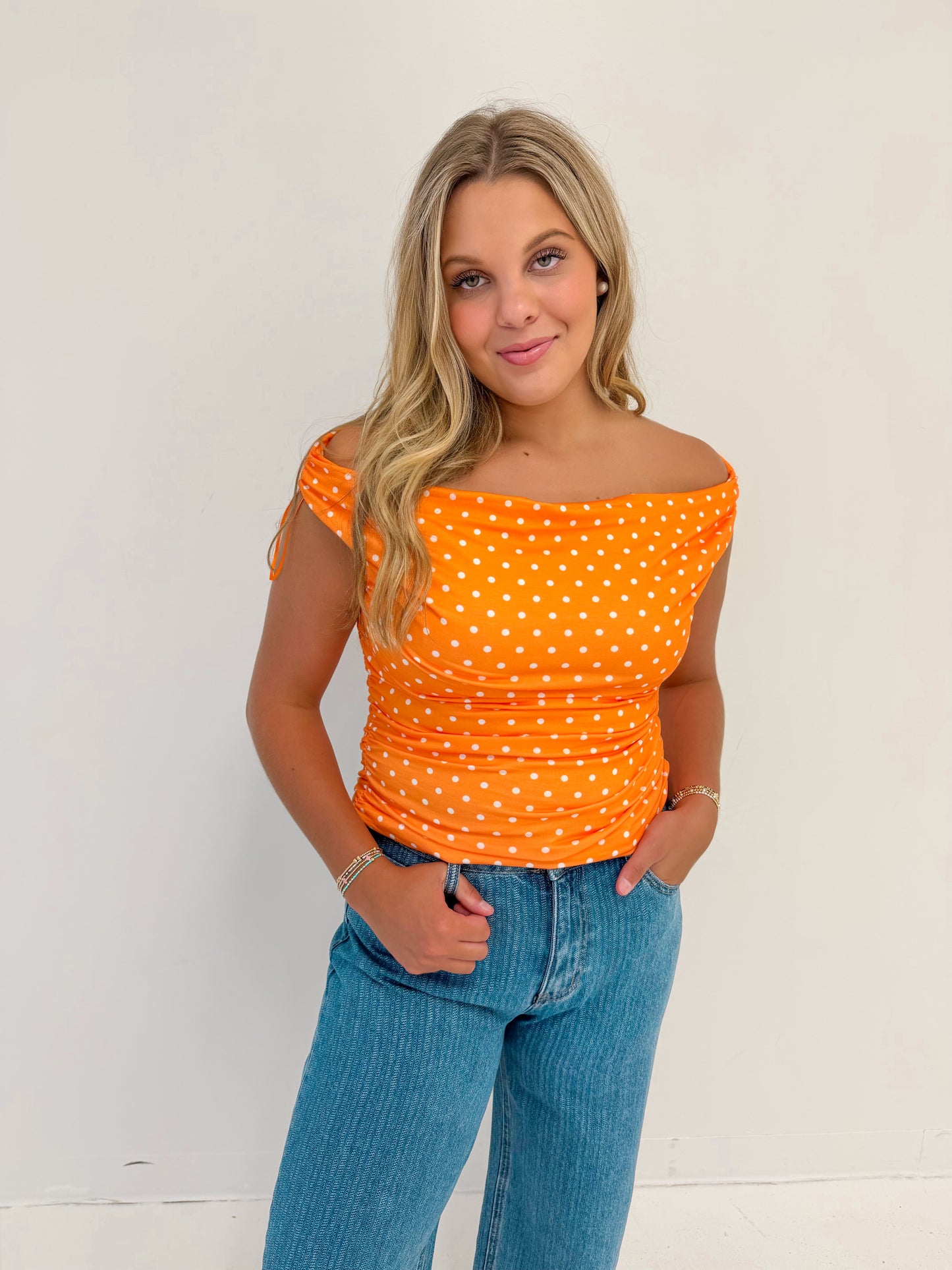 Saturday Dots Top | Orange