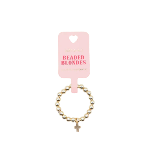 Mini Cross Charm Ring Gold | Beaded Blondes