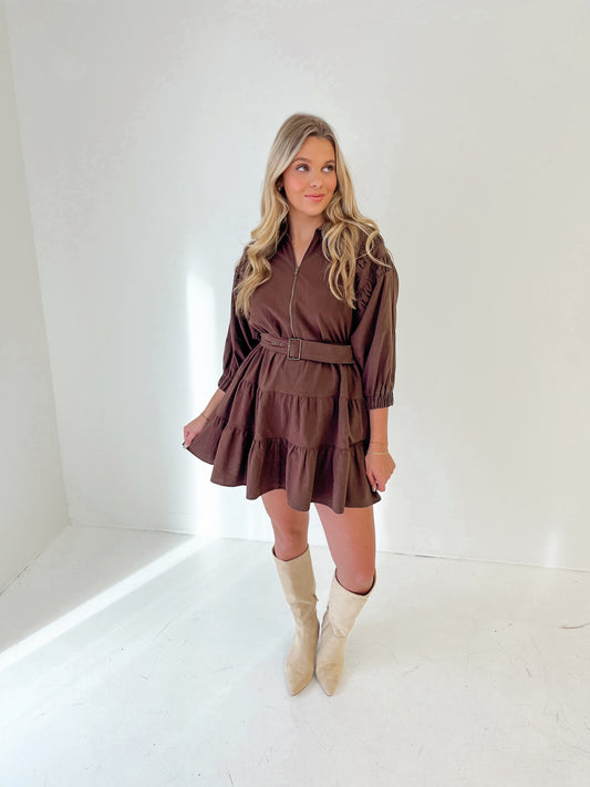 Amber Affair Mini Dress | Espresso