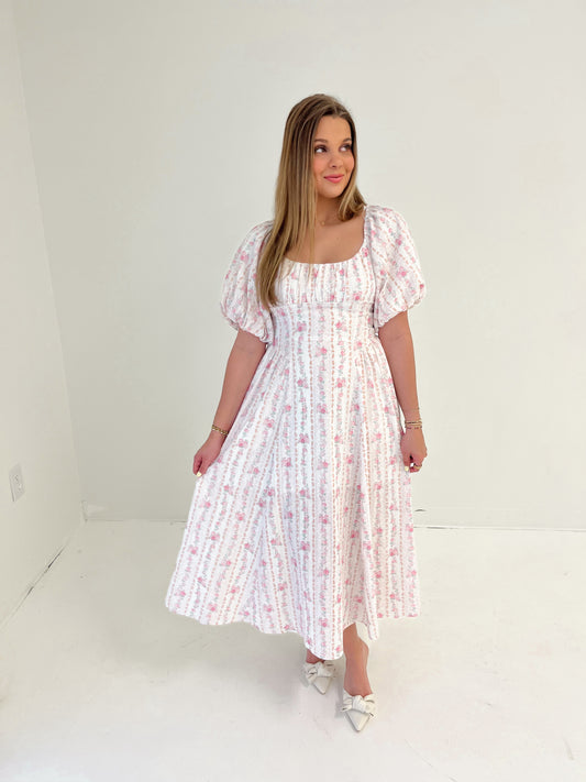 Pretty Petals Midi Dress | Pink Floral