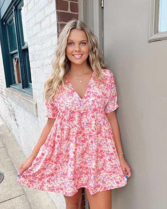 Flutter By Floral Mini Dress | Pink/Coral