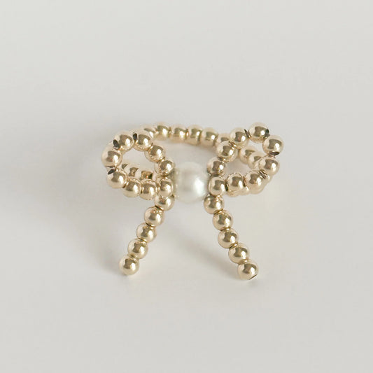 Bow Gold & Pearl Ring | Gardenia Co.