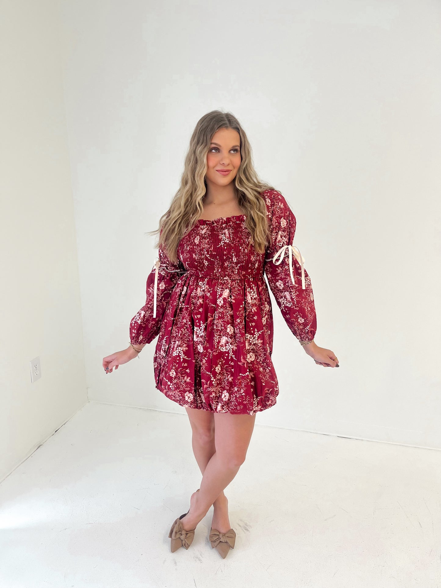 Printed In Style Mini Dress | Crimson