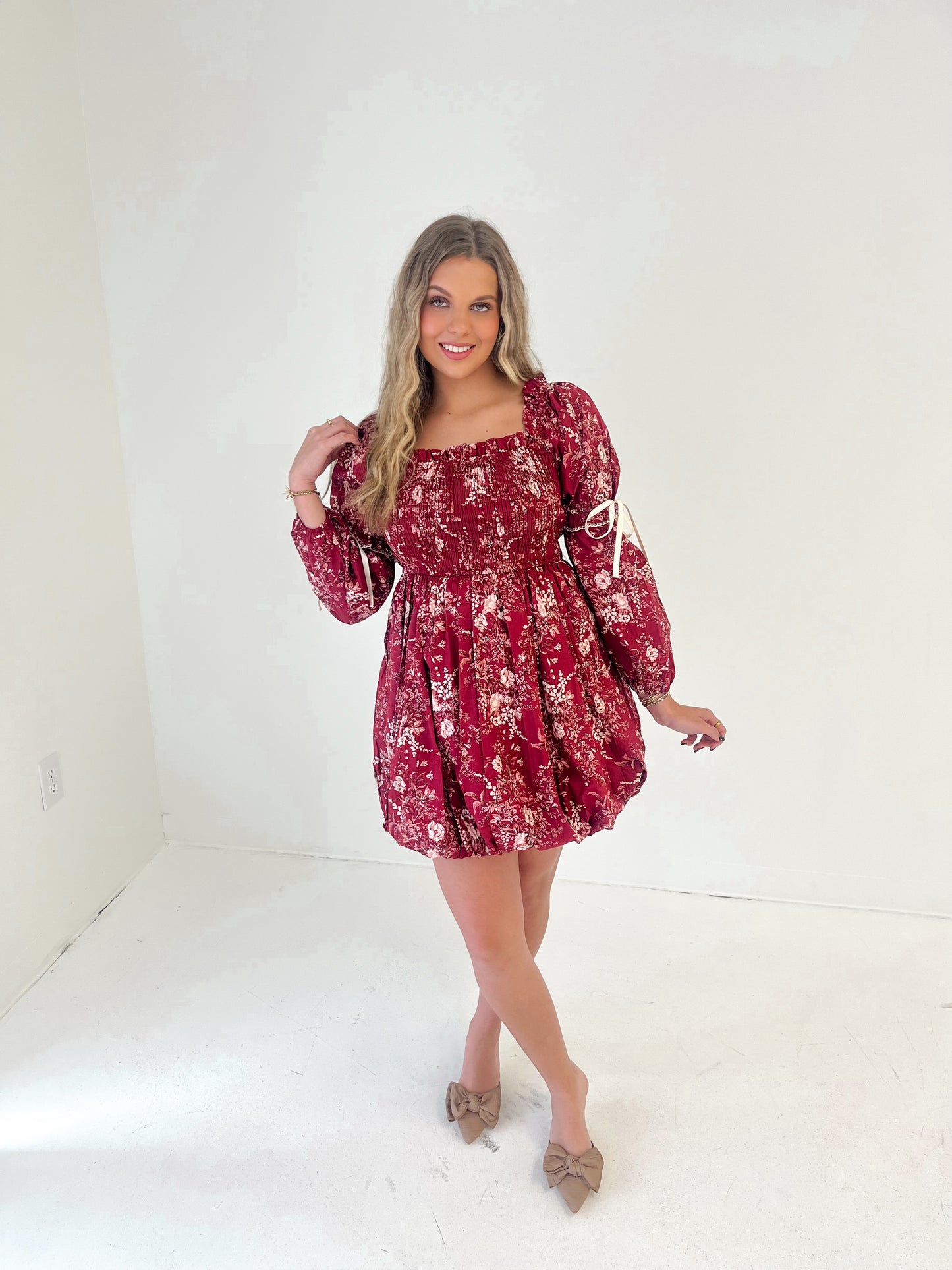 Printed In Style Mini Dress | Crimson